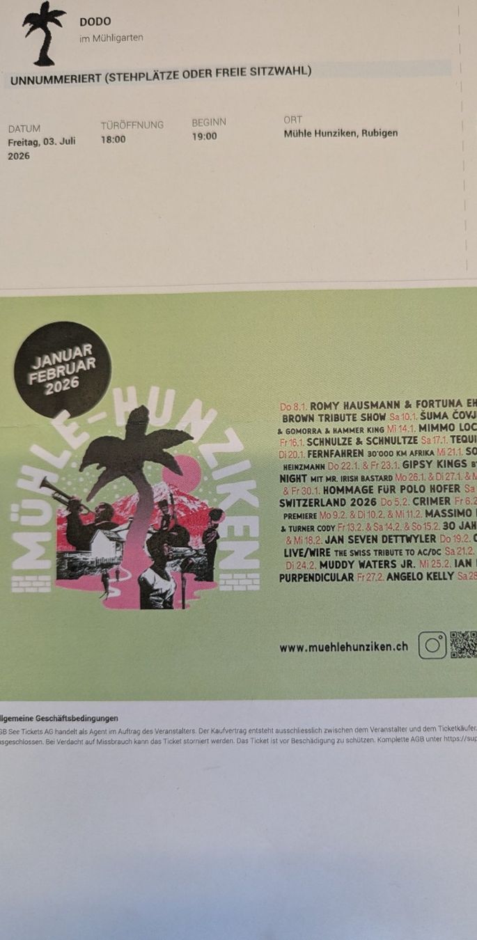 Biglietti: 2 Konzert-Tickets Dodo – Nuovo (secondo la descrizione) da Zauggenried venduto da babuk