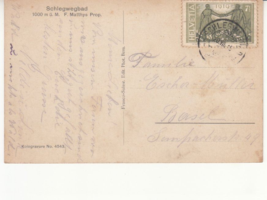 Cartoline postali: Schlegwegbad 1919 – Usato da Bürglen TG venduto da StampGraf 1