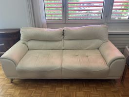 Ledersofa Creme 2-Sitzer gebrauchter Zustand