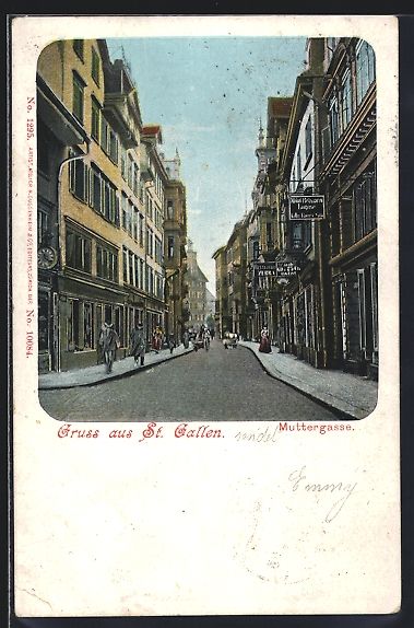 Cartoline postali: AK St. Gallen, Blick in die Muttergasse – Usato da Berlin venduto da bartko-reher
