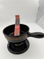 Fondue Set Gerber schwarz mit Motiv gebrauchter Zustand