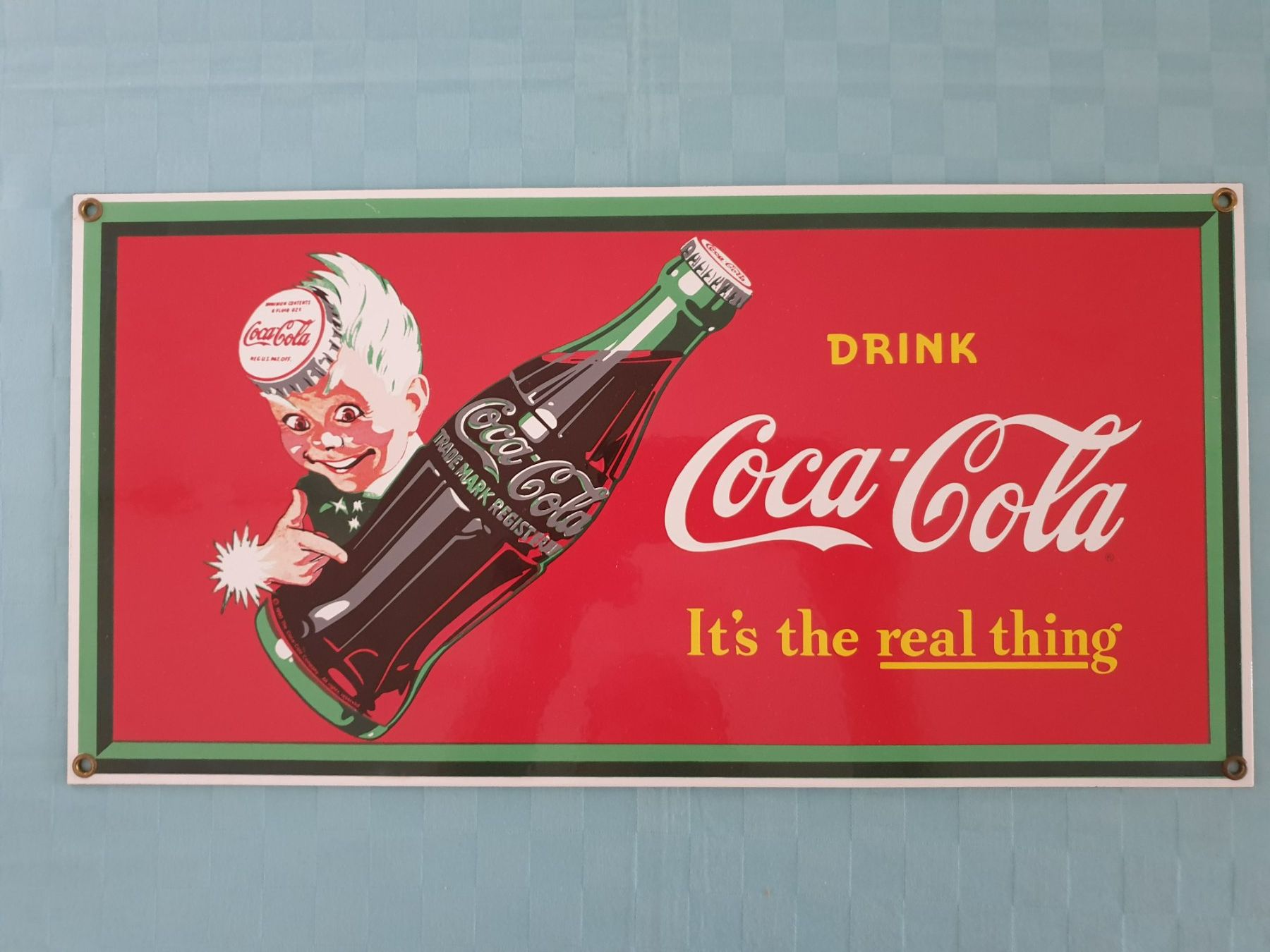 Insegne: Email Schild Werbung DRINK Coca Cola It's the real thing – Usato da Mörschwil venduto da spirspi