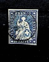 SUISSE STRUBEL10 RAPPEN BLEU. OBLITÉRATION CENTRALE /T460