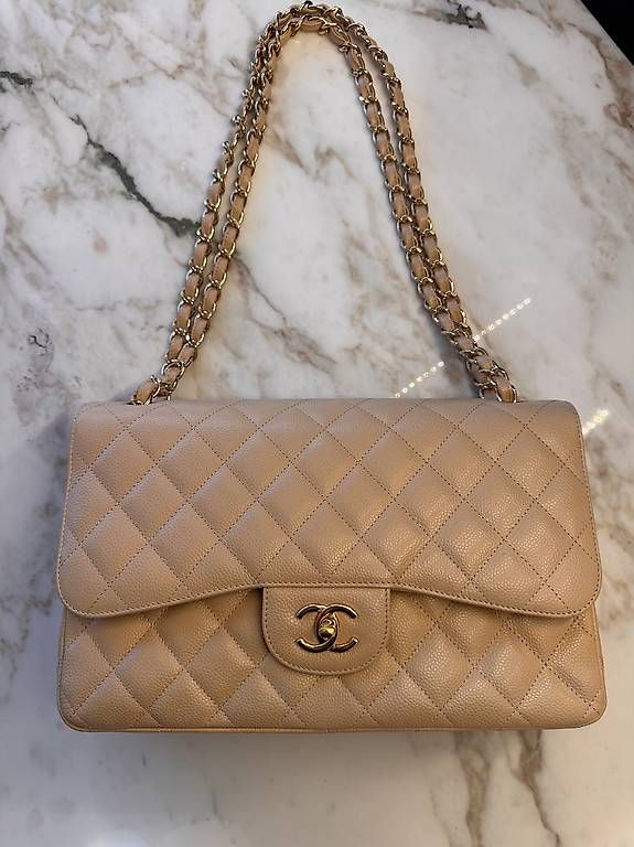 Chanel Borse da donna: Chanel Classic Double Flap Large Beige Caviar – Nuovo e nell'imballaggio originale da Zürich venduto da SAM16