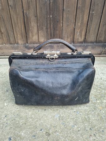 Antiker Arztkoffer, Leder schwarz Vintage gebraucht