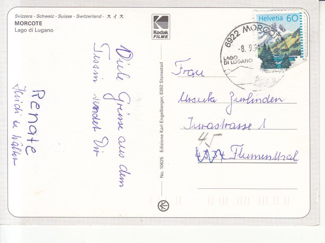 Cartoline postali: Morcote 1994 – Usato da Bürglen TG venduto da StampGraf 1