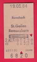 SBB KARTON BILLETT, RORSCHACH-ROMANSHORN, RETOUR, 2.KLASSE