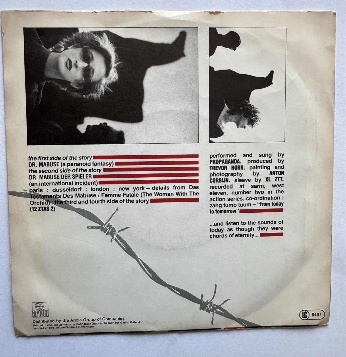 Schallplatten: Propaganda - Dr. Mabuse - 7" Single - 1984 – Gebraucht aus Rorbas von BlackstarRecords 1