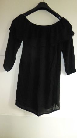 Damen-Carmen-Kleid, langarm, schwarz, kurz-mini / Grösse 36