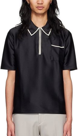 Martin Asbjorn Cropped Boxy Polo Shirt / Plisse