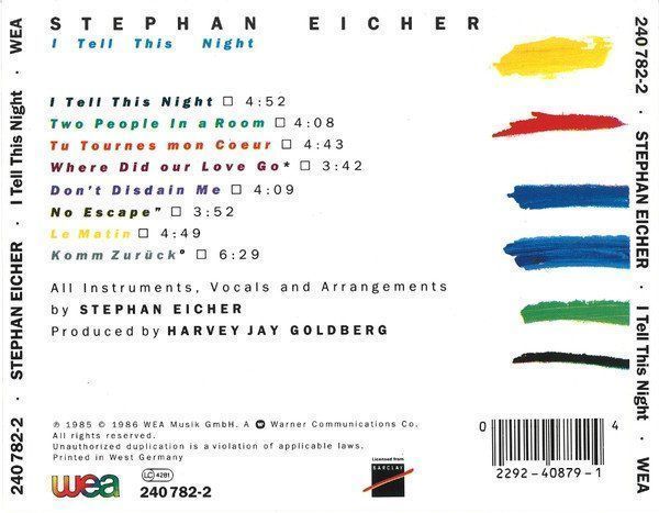 CDs: Stephan Eicher I TELL THIS NIGHT New Wave Chanson Swiss CD – D'occasion à Kandergrund par Sososo 1
