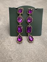 Trendige Ohrringe mit violetten Steinen, Gold Optik, Neu!