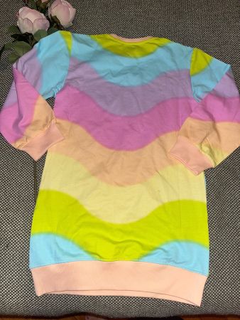 Fun colorful stripey sweatshirt dress -122cm