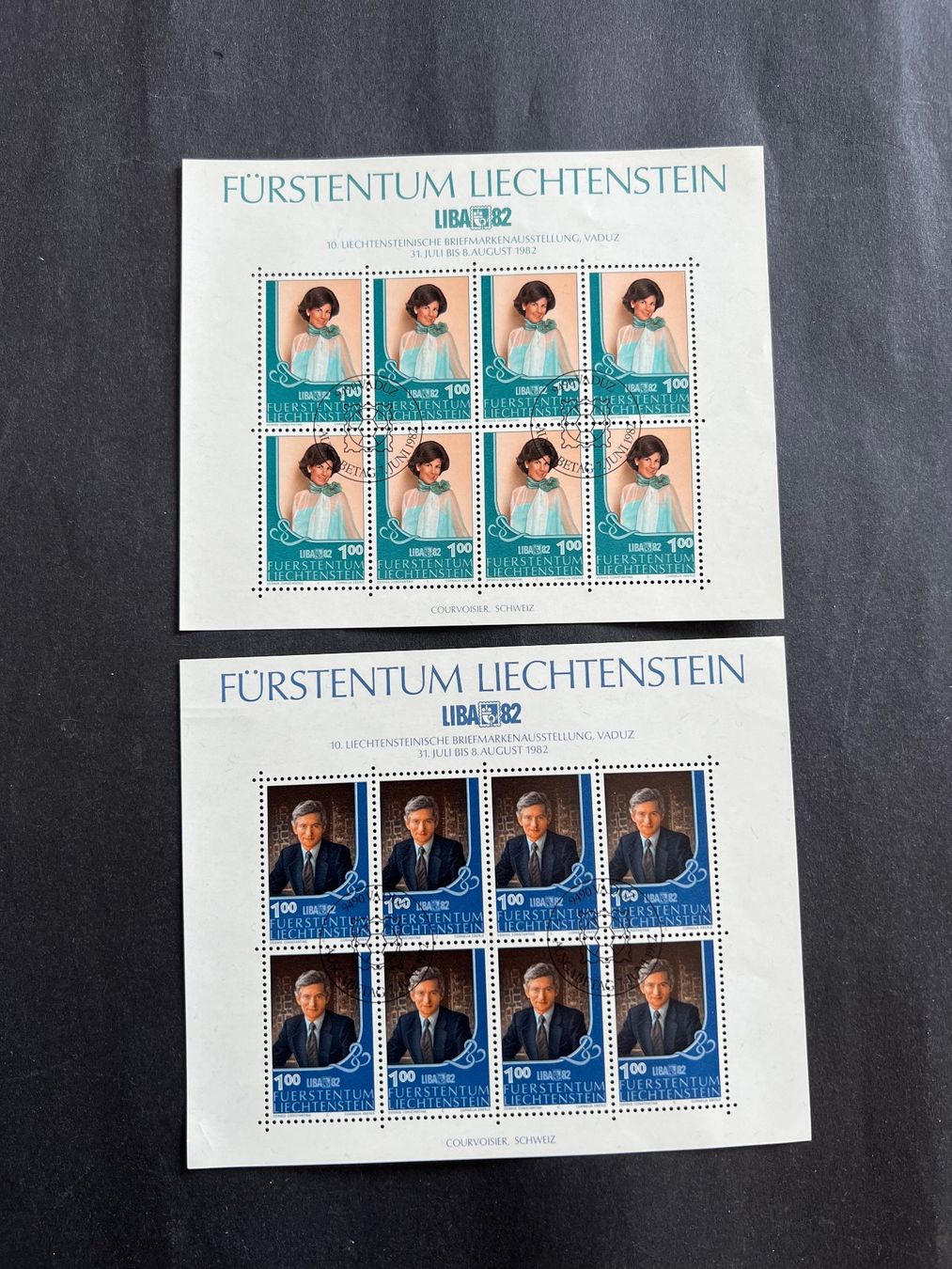 Tutti i francobolli: Liechtenstein 2 Kleinbogen 736-737  FDC (B291) – Usato da Hinwil venduto da Sidi4