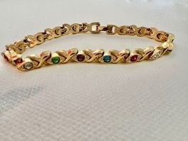 Vintage Armband goldfarben mit bunten Steinen, Top Zustand