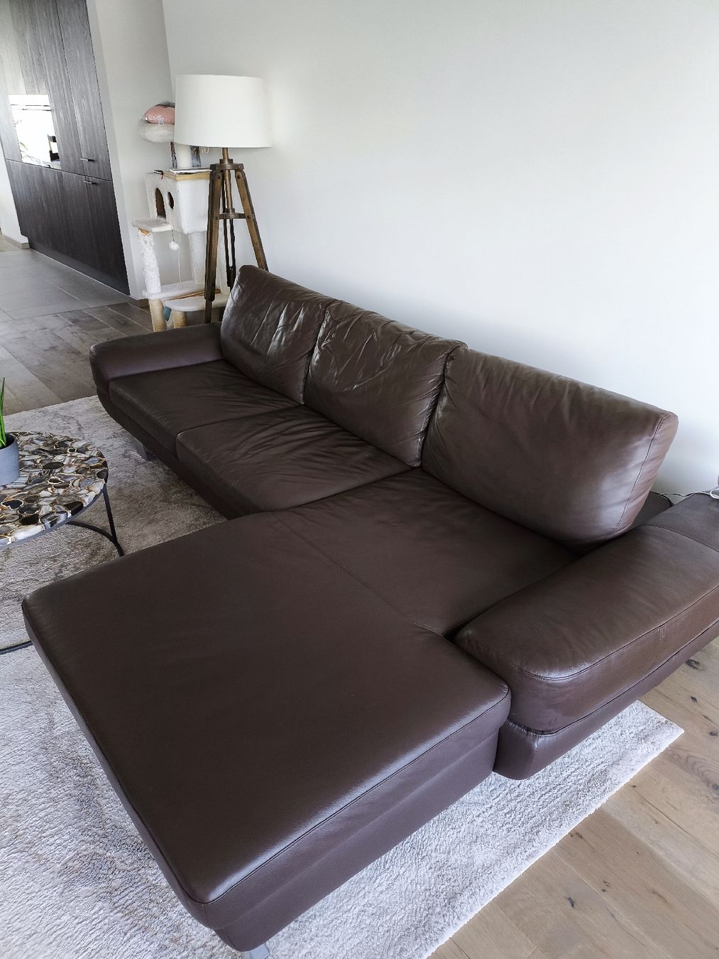 Sofas: Leder Eckcouch Sofa mit Hocker,Braun – D'occasion à Hirzel par Margarita_HandMade 3