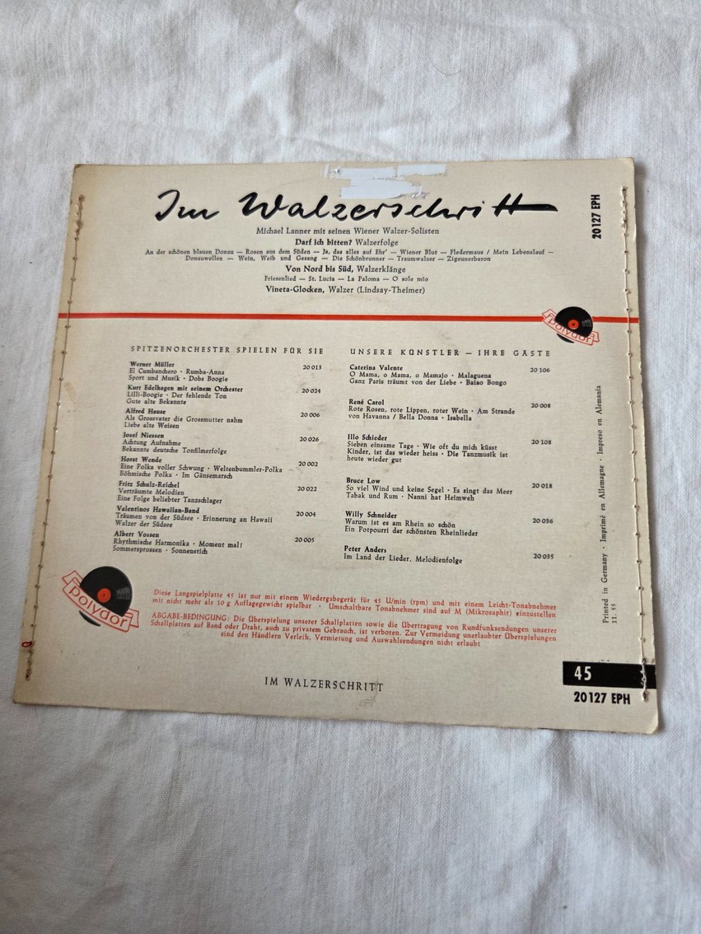 Dischi in vinile: 1955 Vinyl Single Michael Lanner mit seinen Wiener Walzer – Usato da Bettingen venduto da Wedgetail-Eagle2 1