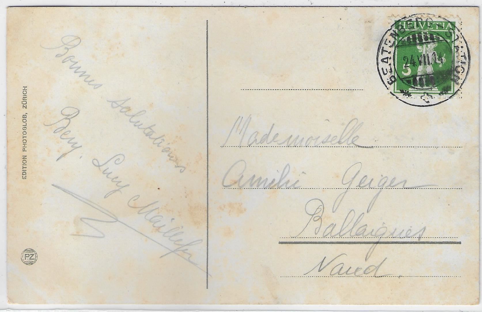 Cartoline postali: Beatenbergbahn mit Eiger, Mönch und – Usato da Ettingen venduto da Kartenplanet 1