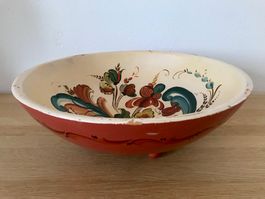 Antike norwegische Schüssel mit Rosmalung, 19. Jh., Ø 41 cm
