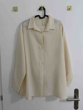 Ensemble chemisier et pantalon crème taille S