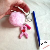 Schlüssel-Anhänger "PINK RIBBON"🎗️mit rotem Herz+Glitzer💖