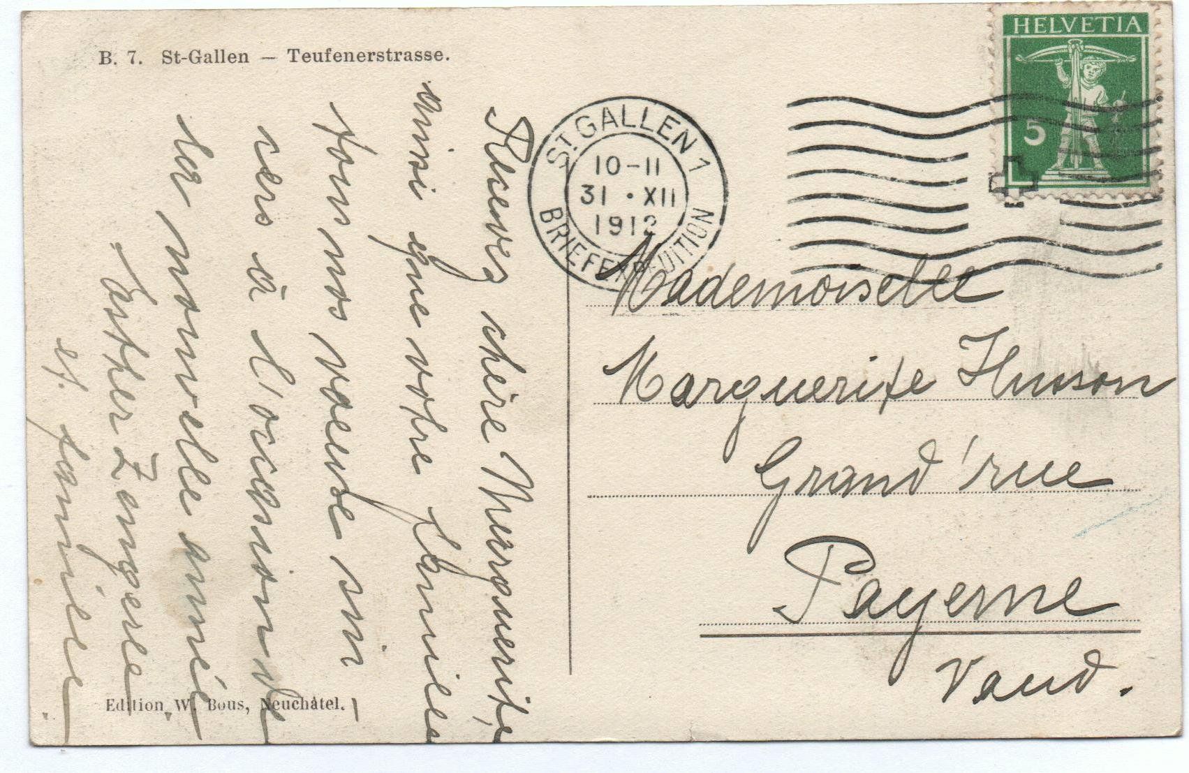 Cartes postales: ST. GALLEN Teufenerstrasse, Strassenbahn, Tram – D'occasion à Jona par philajona 1