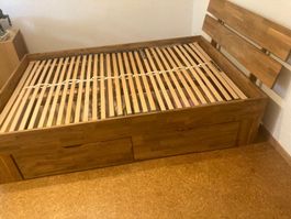 Bettgestell 140 x 200 Holz mit Schubladen