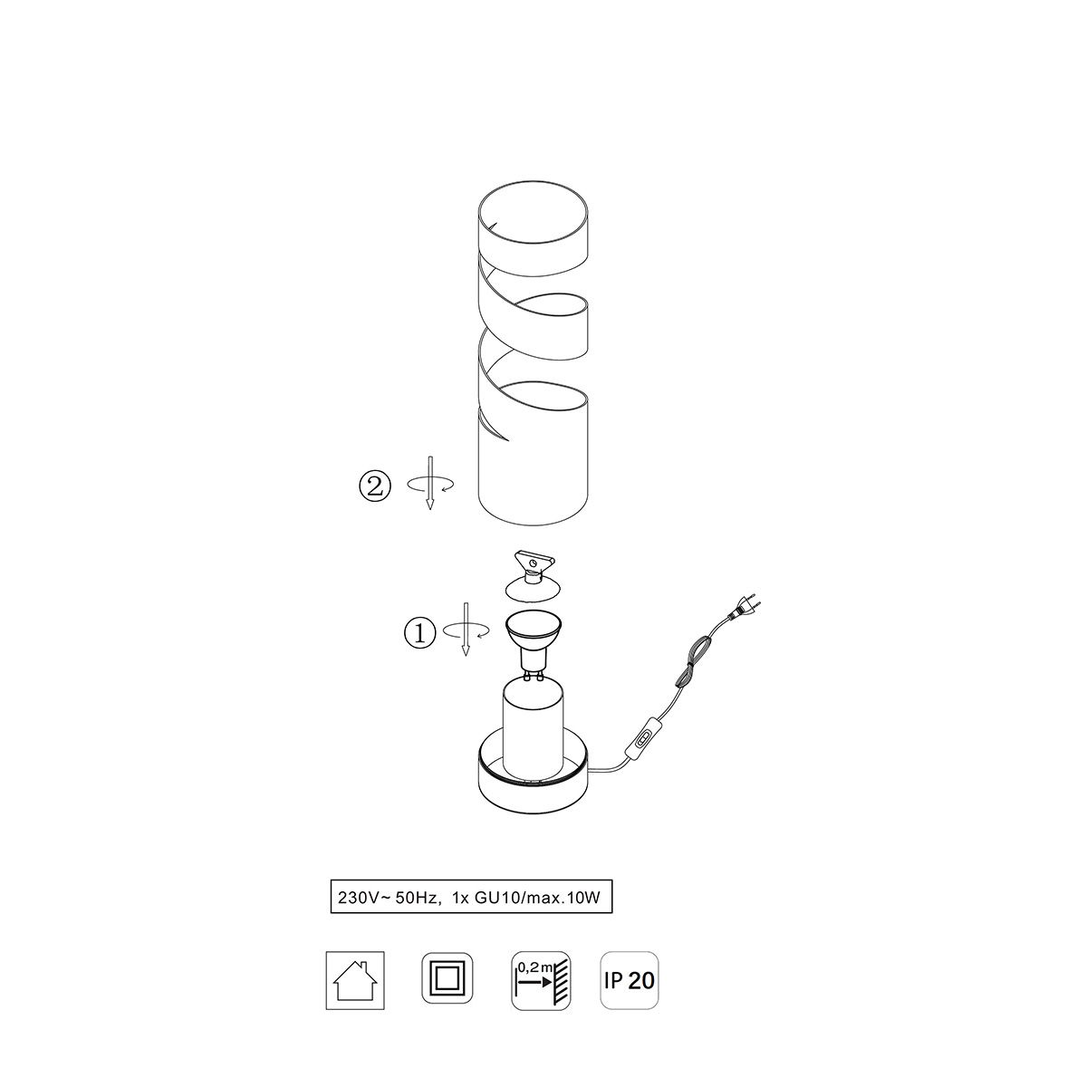 Lampade: Tischleuchte, Weiss, Spirale, 35 cm Höhe – Nuovo (secondo la descrizione) da Kreuzlingen venduto da Smart-Light 4