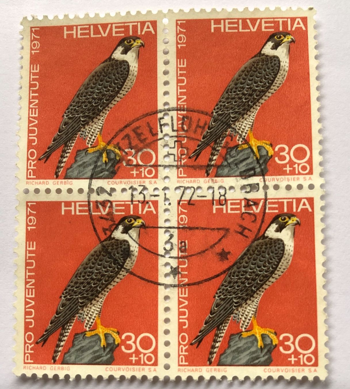 Alle Briefmarken: 4 er Block Nr.J 238 mit Stempelt LÜTZELFLÜH – Gebraucht aus Aarau von Billa007