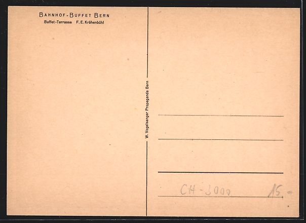 Cartoline postali: AK Bern, Bahnhof-Buffet-Bern – Usato da Berlin venduto da bartko-reher 1