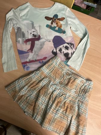 Cooles H&M Set f. Mädchen, Shirt & Rock, Gr.140