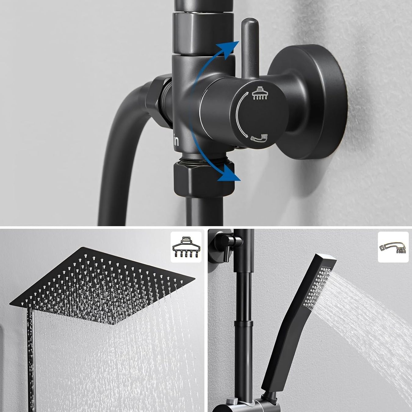 Soffioni doccia: Regendusche Duschsystem Schwarz 30cm Edelstahl Duschset – Nuovo e nell'imballaggio originale da Zürich venduto da jasminleut 2
