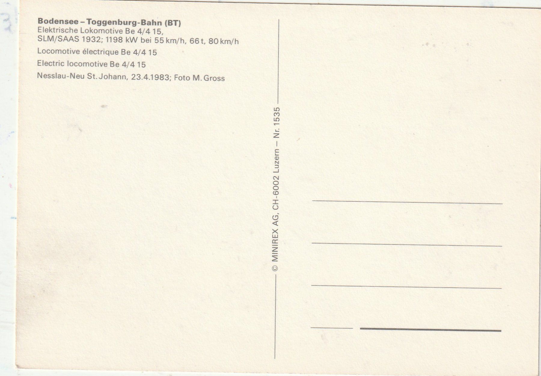 Cartes postales: Bodensee- Toggenburg Bahn – D'occasion à Lumbrein par made02 1