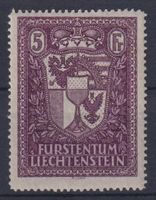 Liechtenstein 1935: 5 Fr. Landeswappen ** - Attest