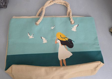 Sommer Strandtasche mit Möwen-Motiv, Top Zustand!