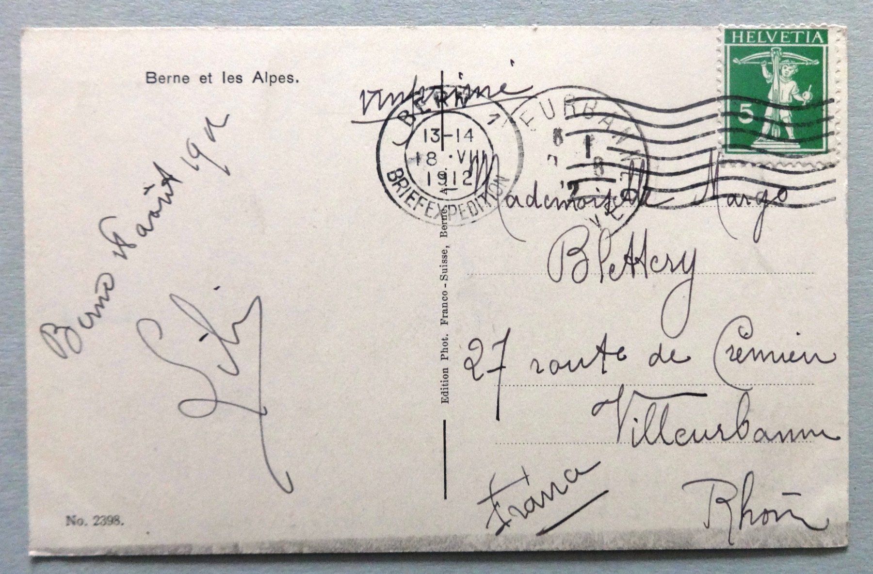 Cartoline postali: Bern & die Alpen – Usato da Fétigny venduto da Billy2miny 1