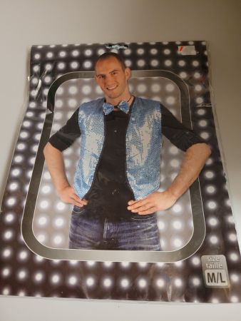 Kostüm Weste und Fliege hellblau Grösse M/ L