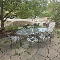 Gartentisch mit 6 Stühlen, Metall/Glas, Guter Zustand!
