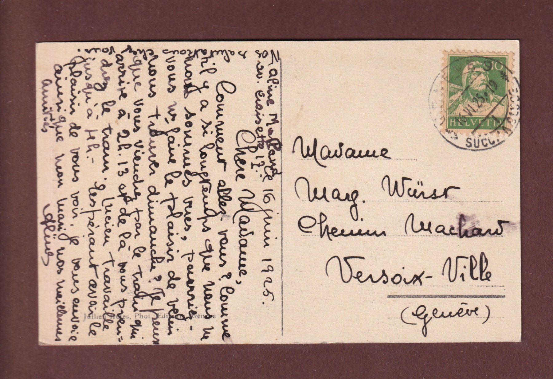 Cartoline postali: GENEVE - Tours de St. Pierre - 1925 – Usato da Pully venduto da nicecards-shop 1
