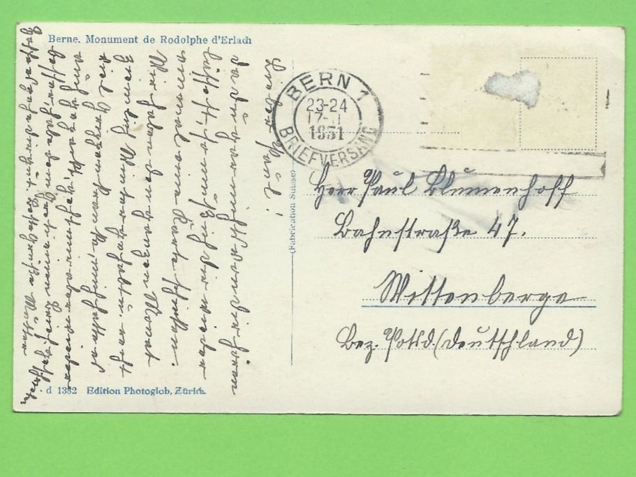 Cartoline postali: Bern, Rudolf von Erlach-Denkmal – Usato da Zürich venduto da t24_de 1