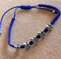 Handgemachtes Armband, blau, mit Schmetterlingen, neu