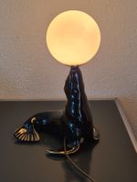 Seal Opaline Globe Table Lamp | Vintage 1970s Black Ceramic