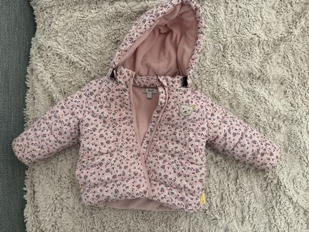 Steiff Winterjacke Gr. 74, rosa Blumenmuster, Top Zustand!