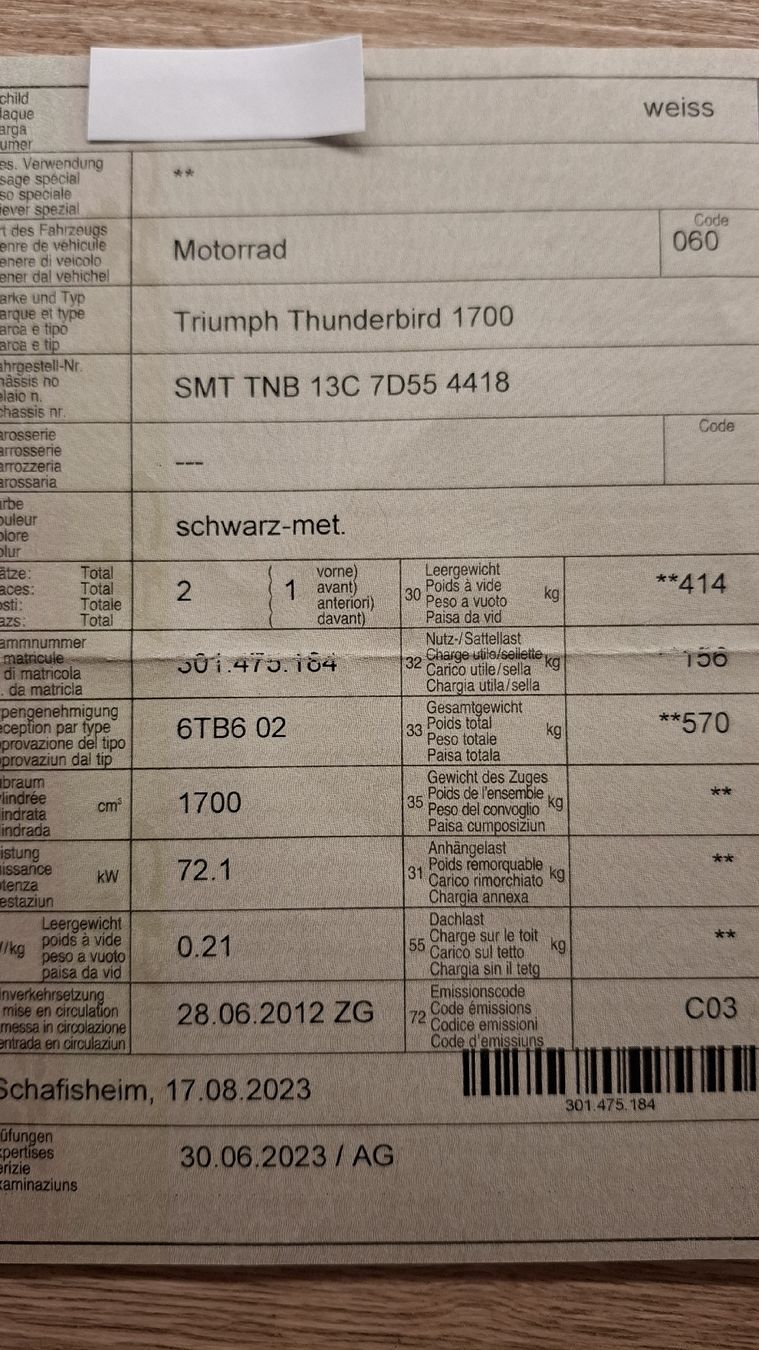 Triumph Chopper: Triumph Thunderbird 1700 – Usato da Teufenthal AG venduto da dama72 6