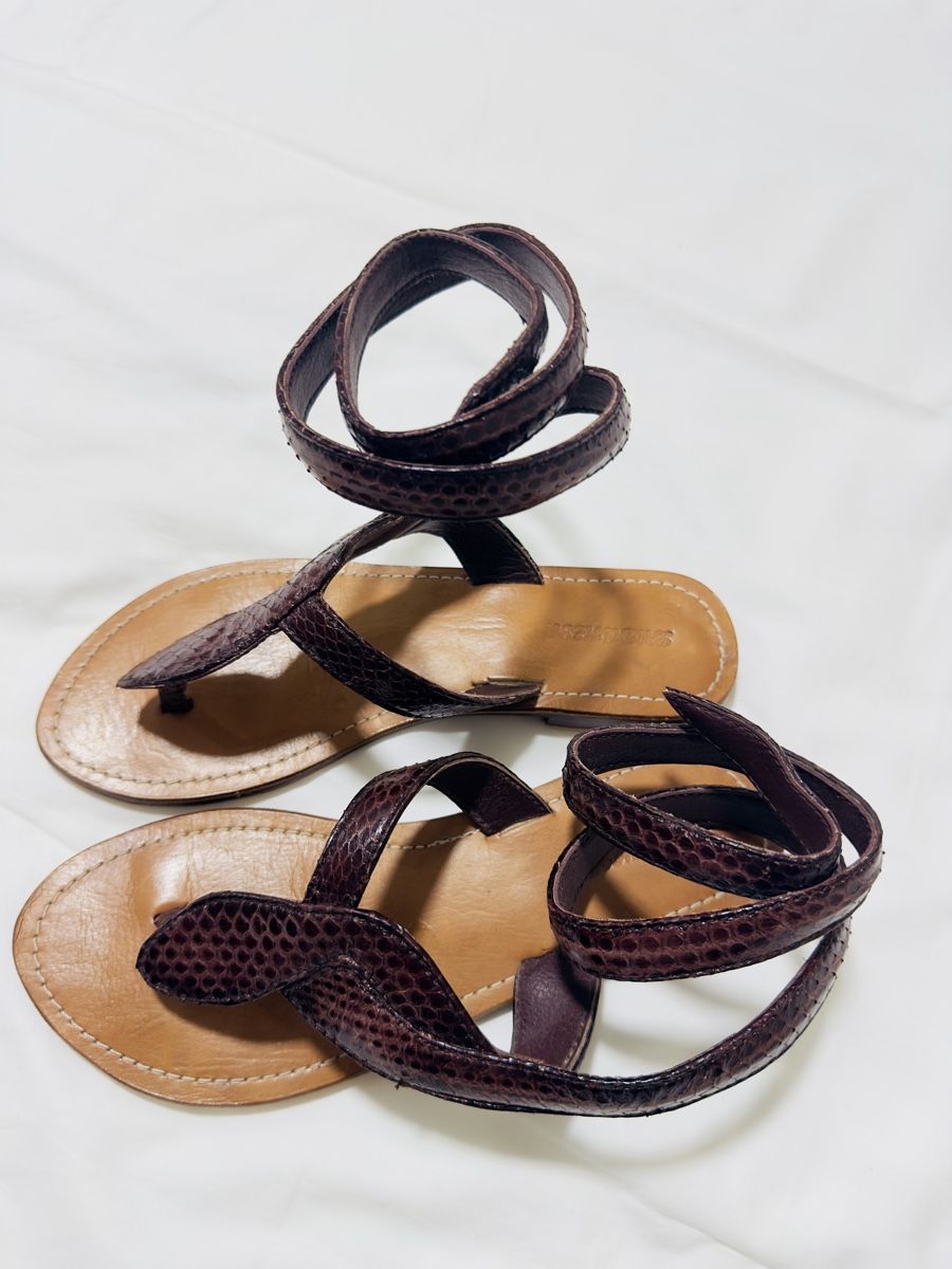 Scarpe da donna: Handmade Bali Snake-Leather Ankle Wrap Sandals EU38 – Usato da Zürich venduto da Curated.Chapters 1