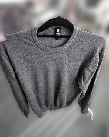 Boggi Milano Pullover Merinowolle Grau Rundhals