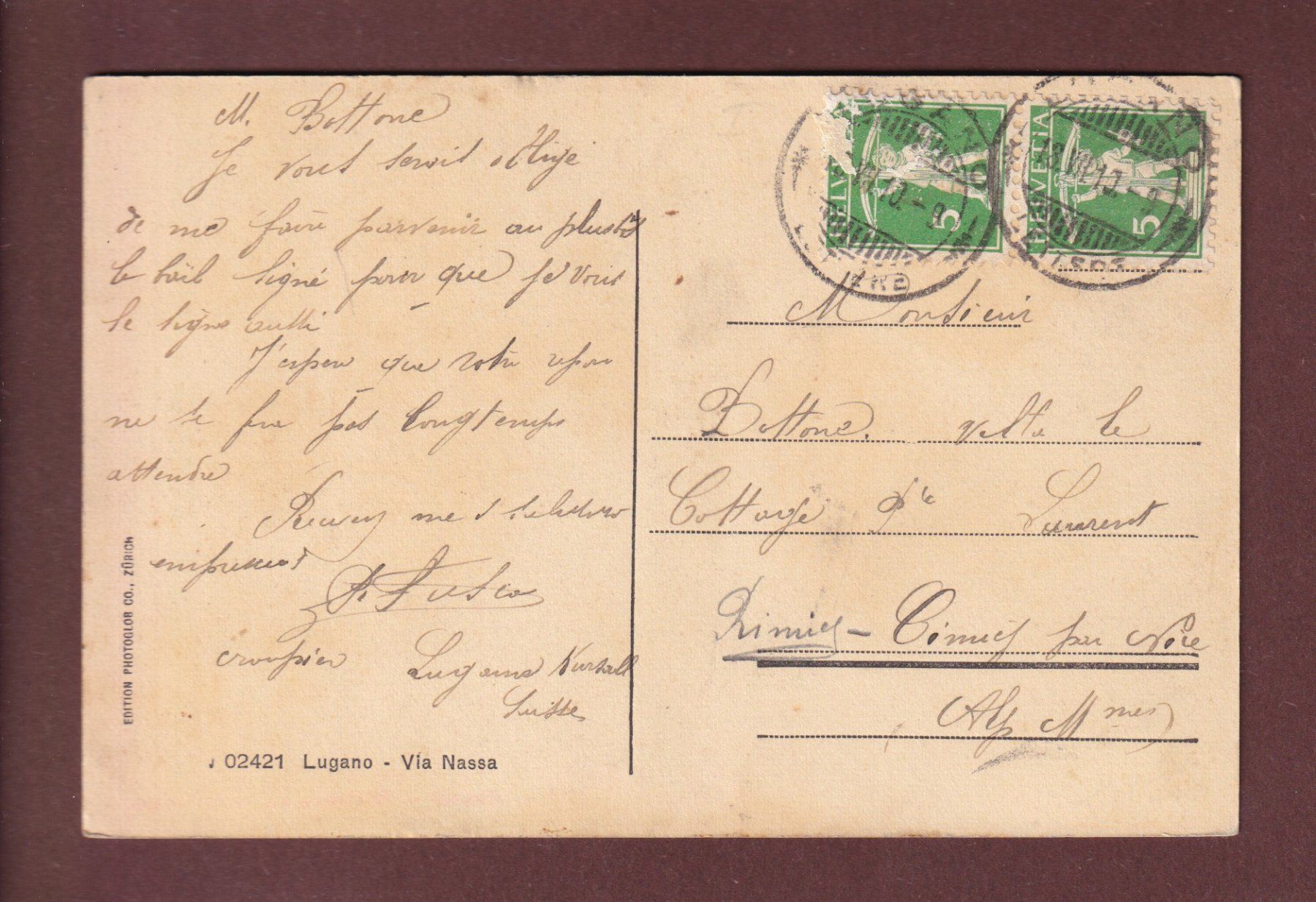 Cartes postales: LUGANO - Via Nassa - 1910 – D'occasion à Pully par nicecards-shop 1