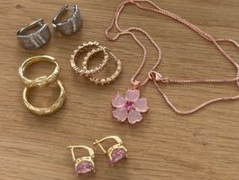 Luxus Elegante Zirkonia  Ohrschmuck  Farbe:Gold /Silber5 st.