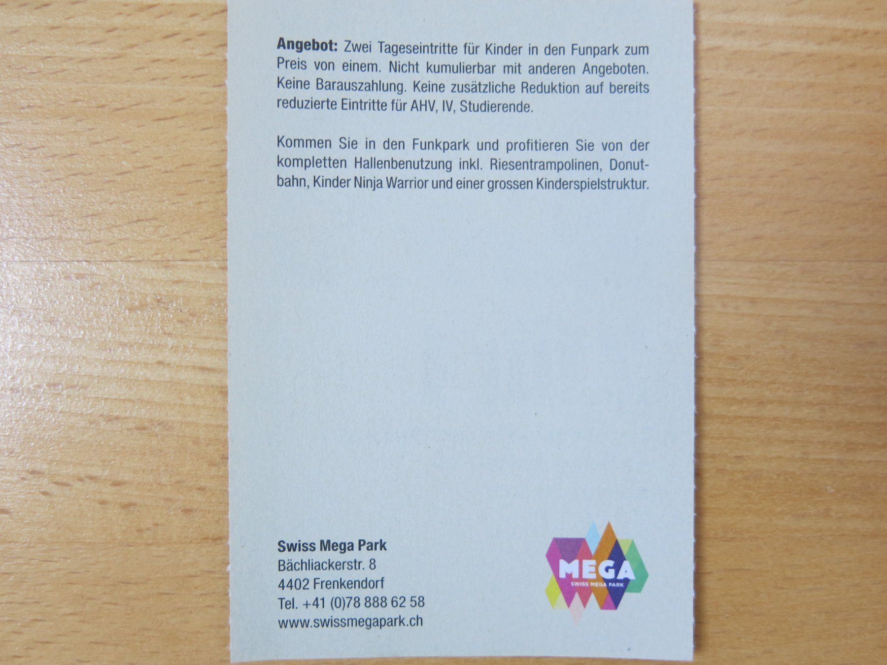Buoni: 2 für 1 Swiss Mega Park – Nuovo (secondo la descrizione) da Sissach venduto da kaupa 1