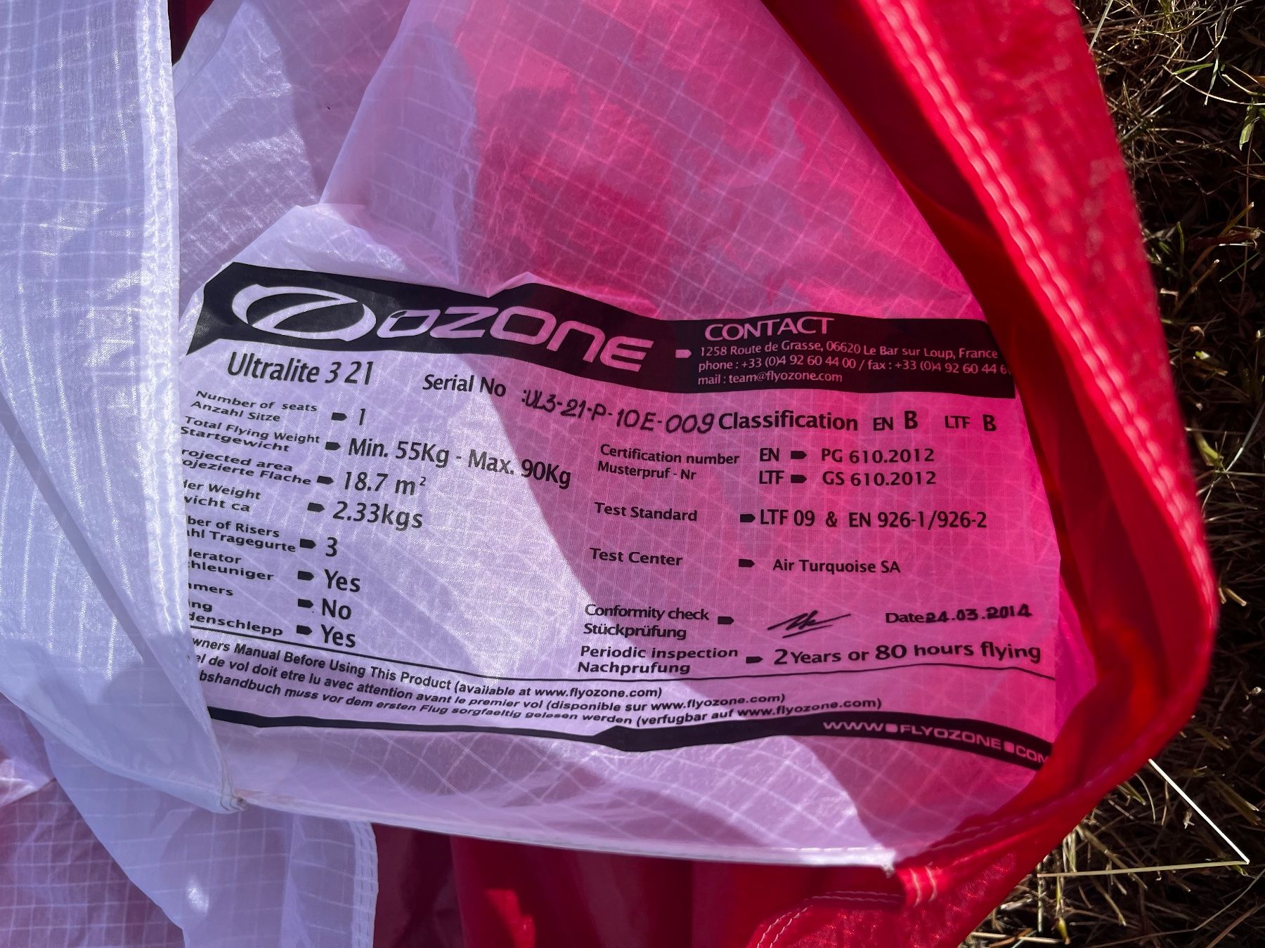 Sport dell'aria & Aquiloni: Ozone Ultralite 3 – Usato da Ried-Mörel venduto da DominikKummer 1